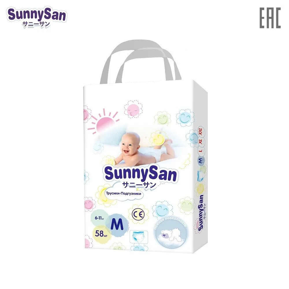 Трусики-подгузники SunnySan M(6-11 кг) 58 шт