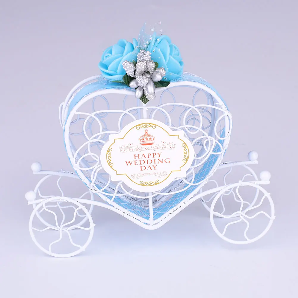 Blue Коробка для хранения, карета, спроектированная, полый сахар, свадебные подарочные коробки для конфет, коробка, упаковка, день рождения, вечеринка, держатель ленты - Цвет: Blue