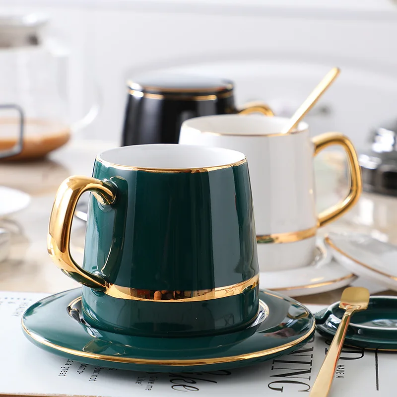 

European-style small luxury simple snack coffee cup and saucer ceramic home afternoon tea set