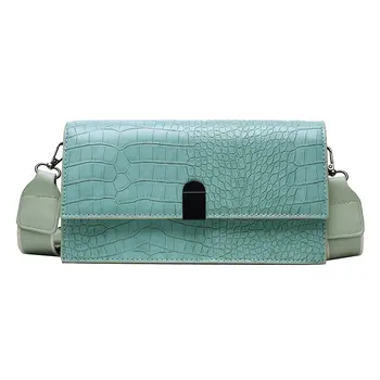 

2020 New Mini Handbags Women Fashion Ins Ultra Fire Retro Wide Shoulder Strap Messenger Purse Crocodile Pattern Crossbody Bags