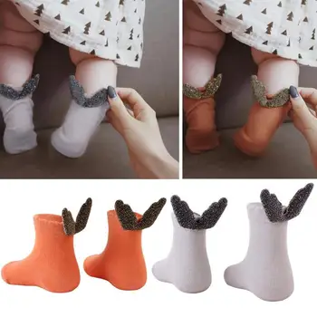 

Cute Cotton Children Angel Wings Socks Deodorizing Pure Color Breathing Sweating Toddler Newborn Autumn Winter Warm Socks