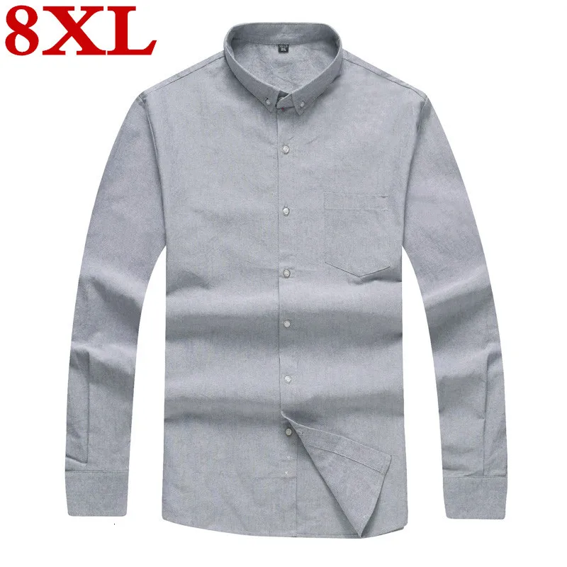 Новинка, большие размеры 8XL 7XL 6XL 5XL, мужская рубашка, весеннее и осеннее поступление, с пуговицами, с воротником, с длинным рукавом, деловые рубашки для мужчин