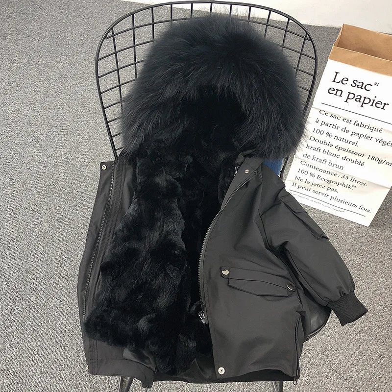 as picture Dollplus/-30 градусов Детское пальто теплое пальто с капюшоном с натуральным мехом для девочек длинная одежда из настоящего меха зимняя куртка девушки верхняя одежда; парка - Цвет: as picture
