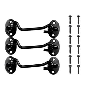

3 Pack 4 inch Stainless Steel Gate Latch Lock Cabin Hook and Eye Barn Door Latch