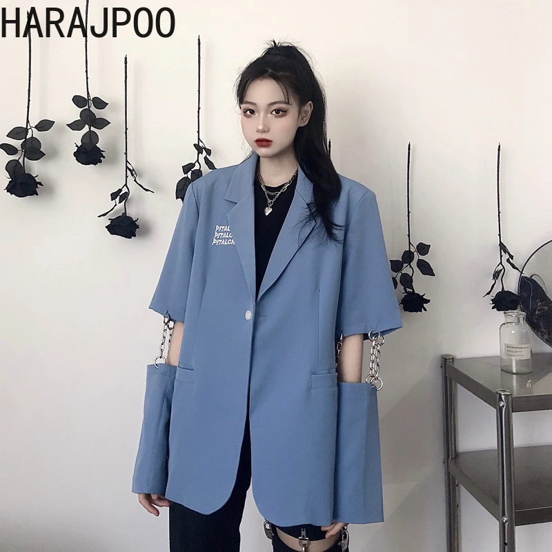 Женские блейзеры HARAJPOO весна-осень 2021 модный Свободный Повседневный костюм в