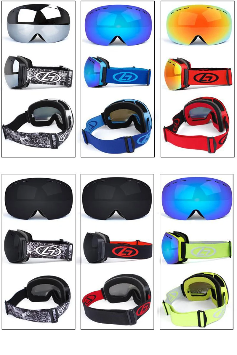Лыжные очки с магнитным двойным слоем Поляризованные линзы для катания на лыжах противотуманные UV400 очки для сноуборда для мужчин и женщин лыжный Чехол для очков