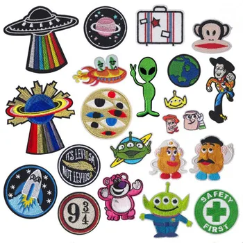 

Unknown Space Alien Rocket Stranger Things UFO Iron Patch for Clothing Punk Embroidered Patches On Clothes DIY Parches Appliqu