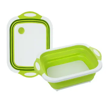 

Multifunctional 3 in 1 Kitchen Foldable Cutting Board Chopping Block Colander Drain Sink Vegetable Fruit Washing Basket Bucket