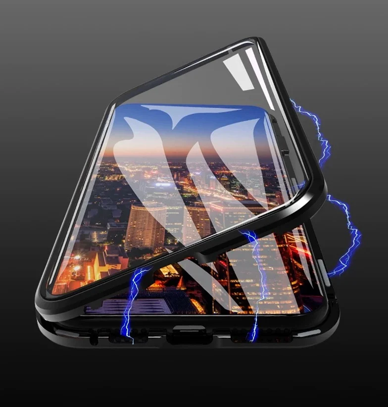 

phone case for Samsung case a70 a50 a40 a30 a9 2018 metal Double mirror Magnetic attraction phone cover capa