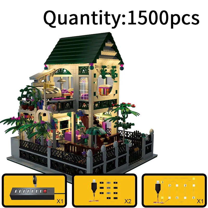 

1500pcs assemble Architecture Romantic Heart building blocks with light compatible leged bricks educational toys for children
