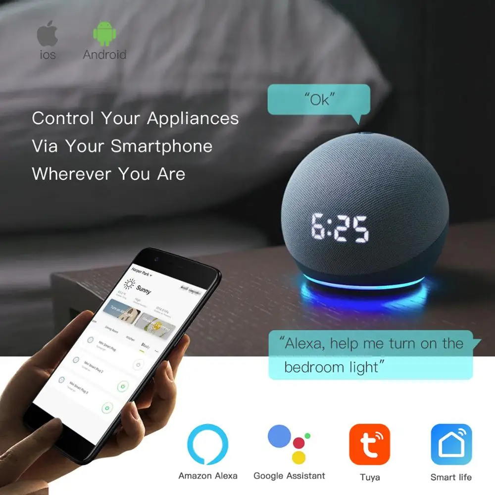BSEED Wifi Boiler Smart Switch Water Heater Switches Touch Panel Timer App Control Voice Alexa Google Home 20A Wall Switch