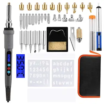 

41pcs/set Wood Burning Engraving Brush Set LCD Digital Temperature Soldering Iron Welding Wood Embossing Burning Set