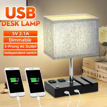 

Modern Simple Rectangular Table Lamp Bedroom Bedside LED Lamp Study Table Lamp Living Room Night Light Decor USB Desk Lamp