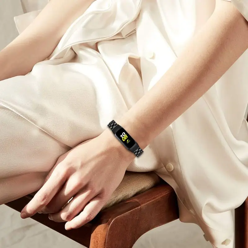 Подходит для samsung Galaxy Fit SM-R370 ремешок из нержавеющей стали с тремя бусинами
