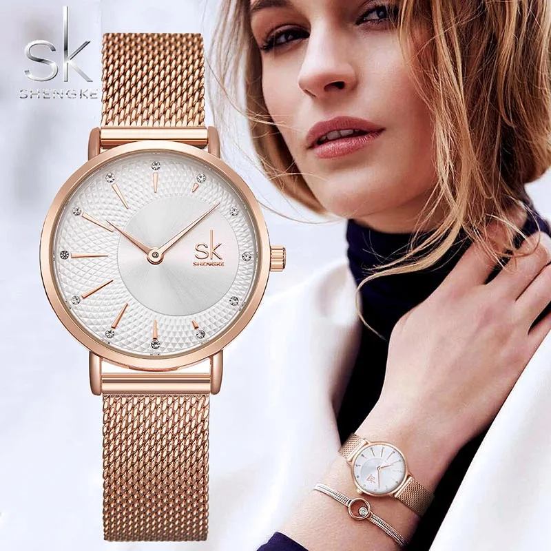 

SHENGKE SK Women Watch Top Brand Luxury 2019 Rose Gold Women Bracelet Watch For Ladies Wrist Watch Montre Femme Relogio Feminino