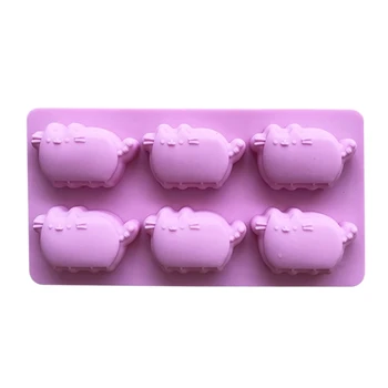 

6-Cats Silicone Mold For Chocolate Candies Ice Cubes And Crayon Melts Cat Cartoon Rice Cake Steamed Cake Mold Soap Mold