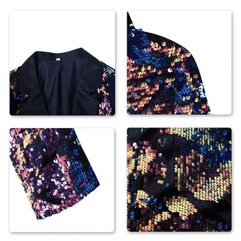 

PYJTRL Men's nightclub bar changing color Sequin Jackets