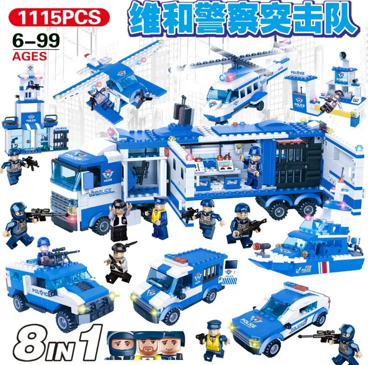 

Hot Selling Pingxing 322 Peace Keeping Police Commando Containing 1115 Granule Eight in One Educational Assembled Building Block