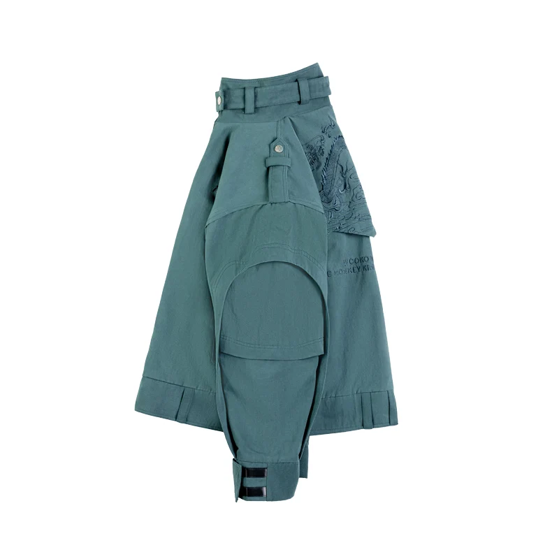 Wookong Winter new in men's denim jacket Street Fashion clothes deconstructionism with sense victory armor of modern fit