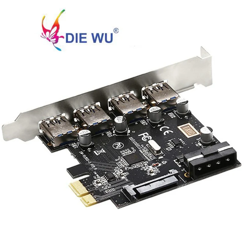 Высокая скорость 5 Гбит/с Pci express 4 порта USB 3,0 PCI-e карта расширения PCIe USB 3,0 концентратор контроллер для адаптера карты PCIe Экспресс 1x для ПК