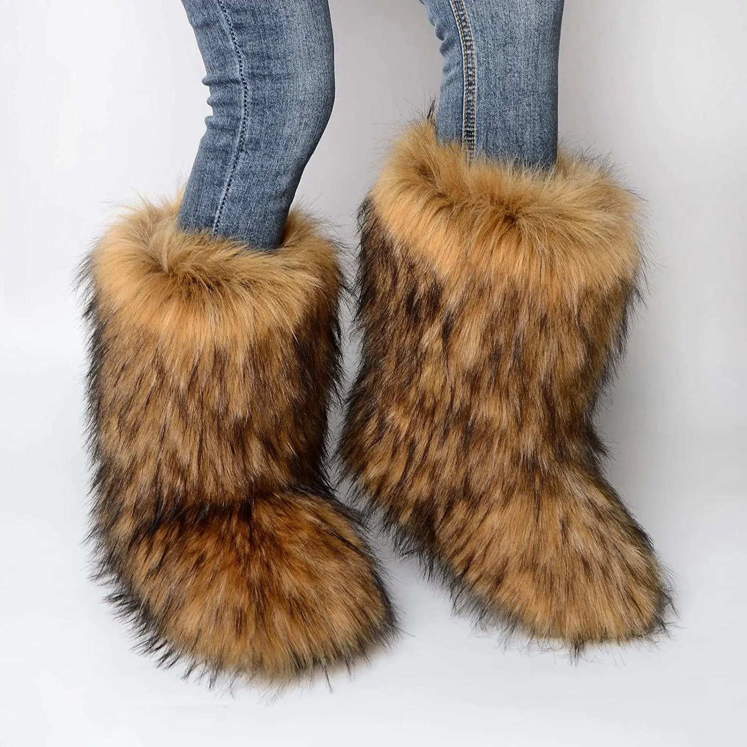 

Womens Faux Fur Fluffy Snow Boots Plush Fuzzy Boots for Women Girls' Furry Bottes Fashion Winter Shoe Indoor Outdoor