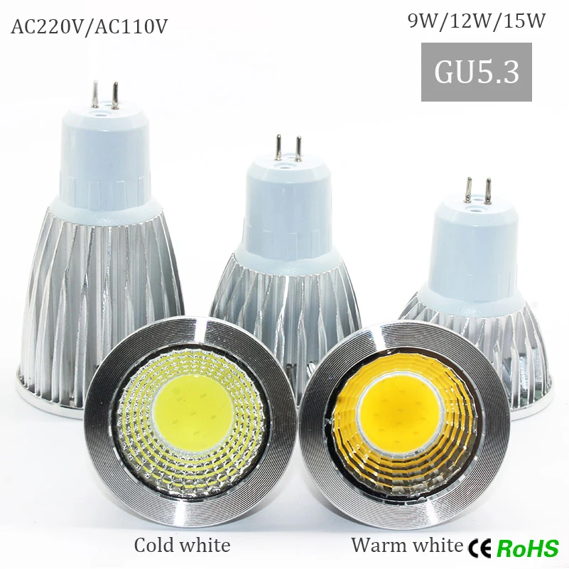 GU10 COB светодиодный 110V 220V 230V Светодиодный прожектор лампы E27 E14 GU5.3 лампа 9 Вт 12