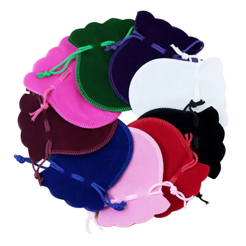 

10PCS random color Velvet Flocking Drawstring Pouch Coin Jewelry Wedding Gift Bags