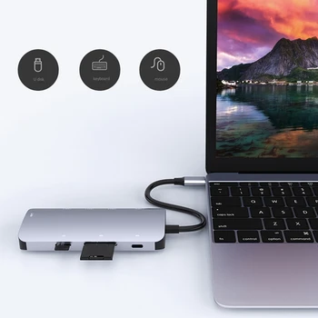 

HOT-Type-C Docking Station 8-In-1 with Hub Usb-C to HDMI Docking Station PD Charging