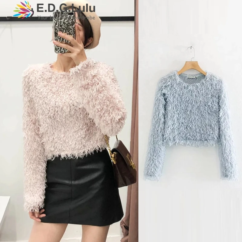 Bbbbb3EDGLuLu свитера женские Invierno 2019 с круглым вырезом и длинным рукавом осенние