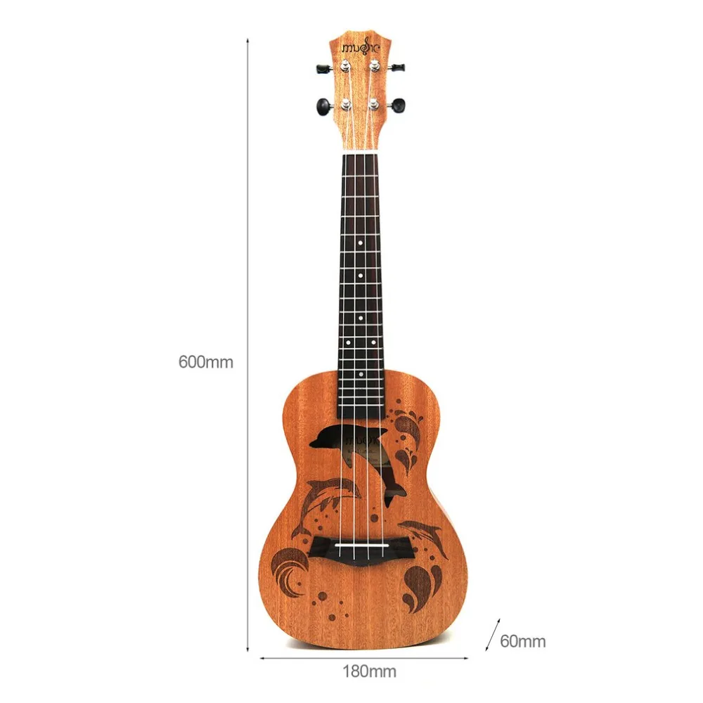 21/23 дюймов Профессиональный Sapele Дельфин узор Ukelele гитара из красного дерева Шея деликатный тюнинг колышек 4 струны деревянная Гавайская гитара подарок новинка