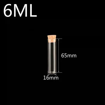 

100PCS 16*65mm 6ml Transparent Mini Tube Bottle Mini Mason Jar Message Vials DIY Wish Bottle Glass Jars Cork Stopper Ornaments