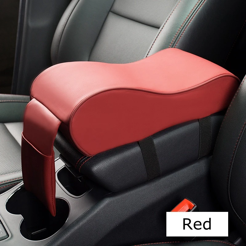 Автомобильный подлокотник из натуральной кожи, универсальные авто подлокотники, автомобильная центральная консоль, подлокотник, накладки на коробку, защитный автомобильный Стайлинг - Название цвета: Red
