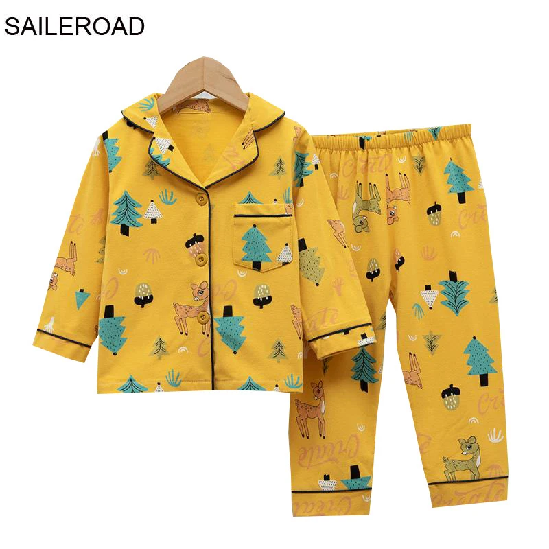 SAILEROAD Children Cartoon Dinosaur Pajamas For Girls Kids Animal Printed Pyjamas Girls Pajamas Child Home Wear Boys Sleepwear custom pajama sets	 Sleepwear & Robes