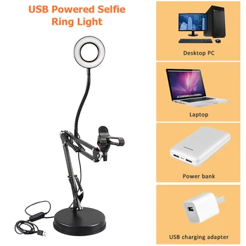 

2 In 1 LED Fill Light Phone Bracket 360 Rotating Flexible Long Arms Mobile Phone Holder Stand Desktop For Live Streaming Holder