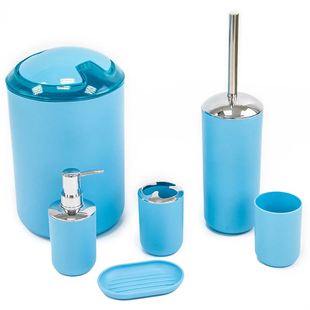 6 шт., европейские пластиковые аксессуары для ванной комнаты, набор туалетных принадлежностей для ванной комнаты, принадлежности для отелей, can CSV - Цвет: blue