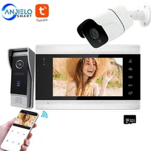 Visiophone filaire 720P avec écran couleur de 7 pouces, visiophone intelligent, Vision nocturne, grand Angle, application Tuya, déverrouillage à distance
