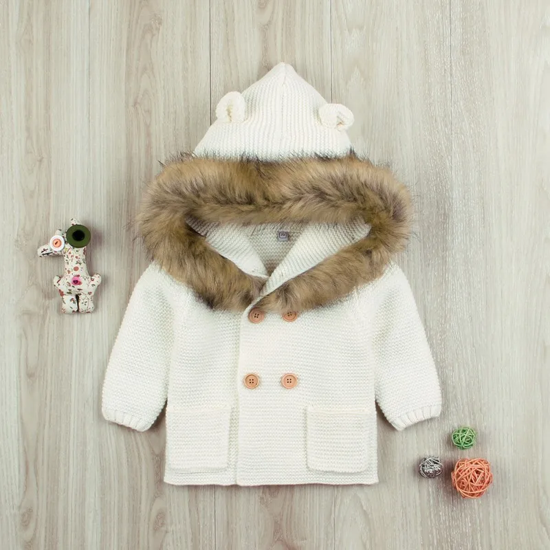 Детский свитер, куртка для детей 0-24 месяцев, осенний кардиган с капюшоном для маленьких девочек и мальчиков, повседневная верхняя одежда, пальто, одежда
