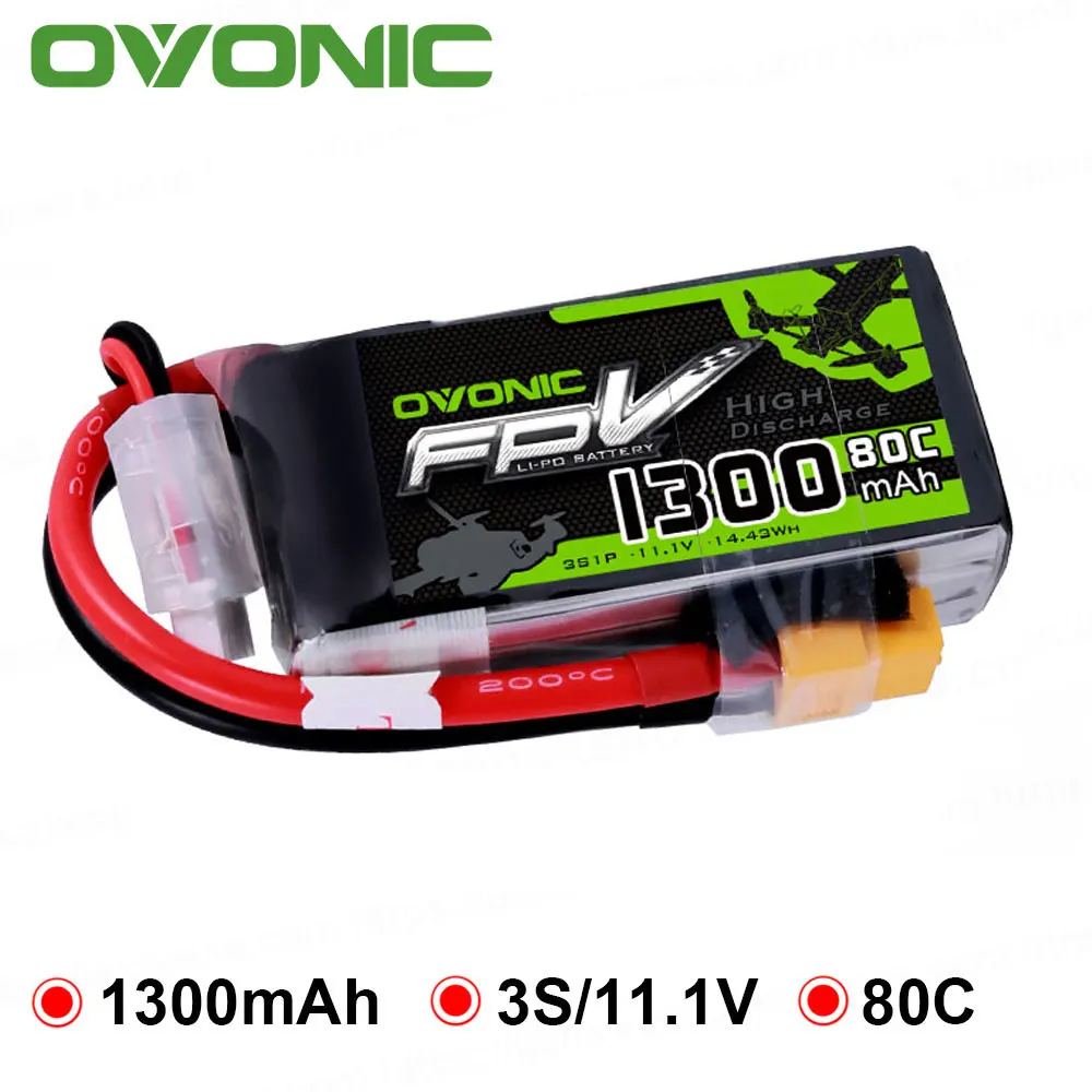 OVONIC-1300mAh-80C-Max-160C-Lipo-3S-11-1V-Battery-with-XT60-Plug-for-240-FPV