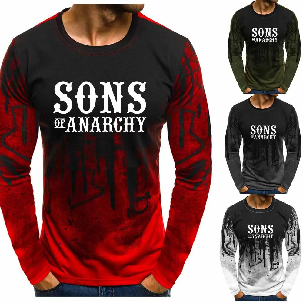 SOA Sons of anarchi/Детские мужские толстовки с капюшоном с круглым вырезом и градиентом; пуловер для мужчин; Повседневный свитер; пуловер в стиле хип-хоп; теплая толстовка