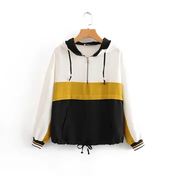

2019 New Women fashion color matching casual sweatershirts ladies autumn basic long sleeve leisure hoodies pullover tops H088