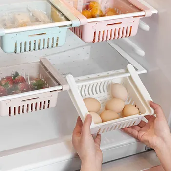 

Drawer Style Kitchen Storage Box Refrigerator Fresh Multi-Purpose 4Color PP 1Pcs Food Storage Pull-Out Spacer Layer
