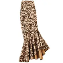 Модная замшевая юбка-Русалка до колена; леопардовая Женская юбка; большие размеры 4XL; Женская юбка-труба с высокой талией
