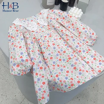 

Humor Bear Girls Dress 2020 Fall New Spring Autum Lace Collar Flower Long Sleeves Princess Party Dress Children Kids Clothing