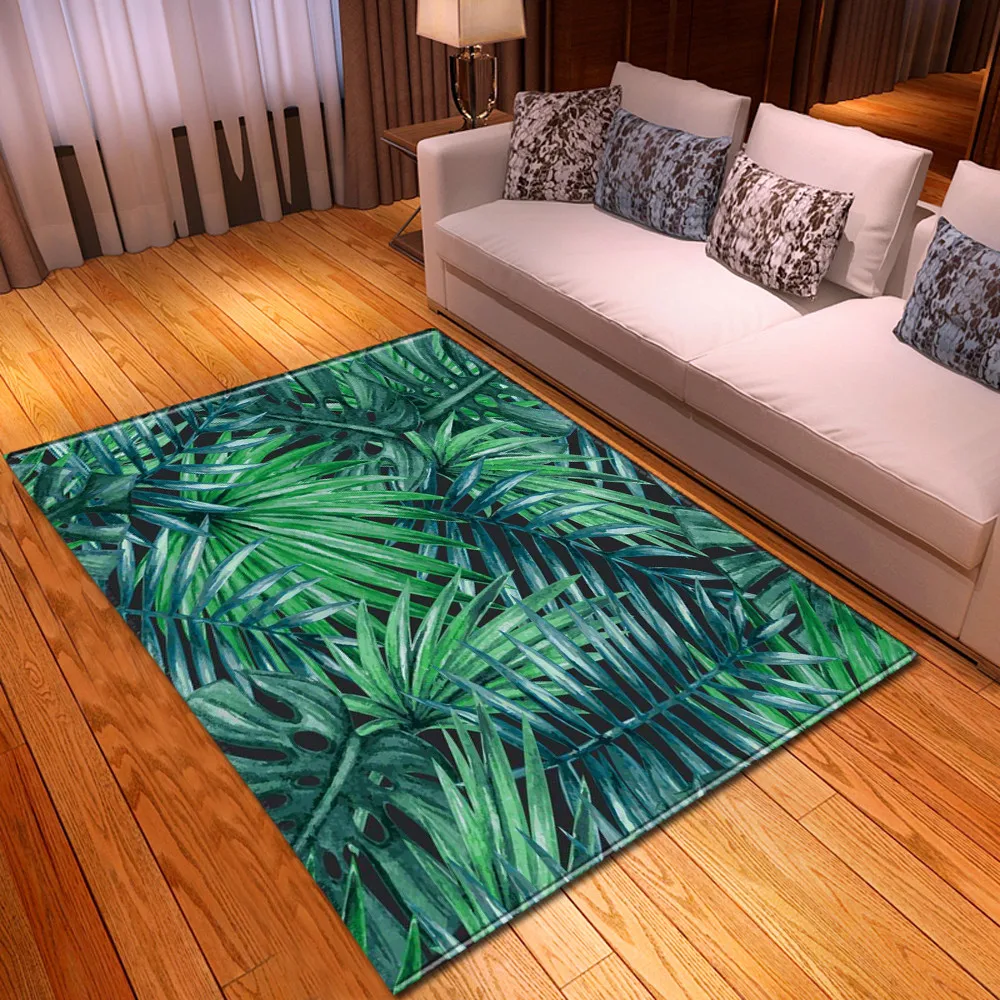 Rainforest Home Decor Carpets Flannel Anti-slip Bedroom Bedside Rug Dining Room Area Rug 3D Palms Leaves Living Room Carpet Rainforest Home Decor Carpets Flannel Anti-slip Bedroom Bedside Rug Dining Room Area Rug 3D Palms Leaves Living Room Carpet