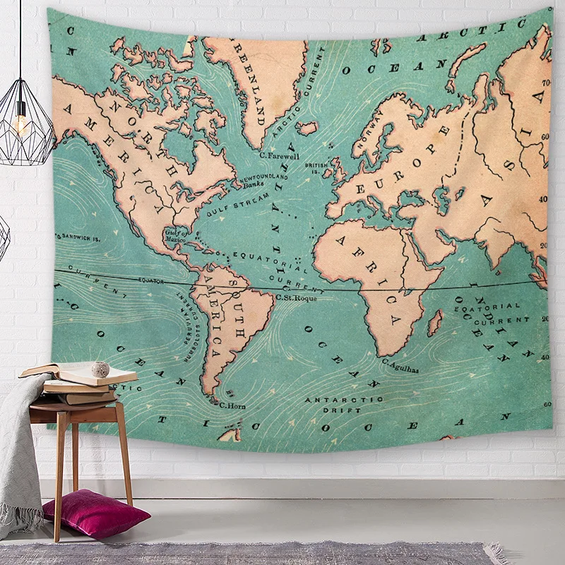 

Kid's Room Map Printing Tapestry Bedroom Soft Wall Tapestry Sandy Beach Cloth Tablecloth Wall Hanging Cool Blanket