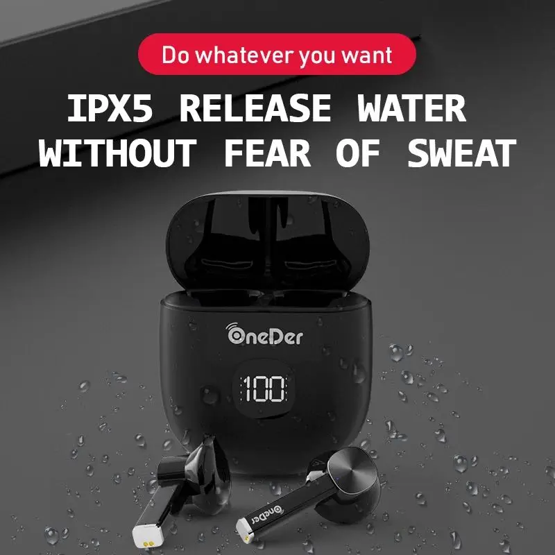 Новинка 2021 TWS наушники OneDer со светодиодным дисплеем Bluetooth беспроводные игровая