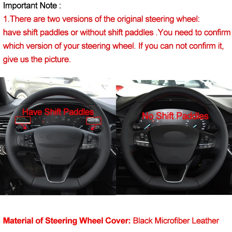 Hand Sewing Car Steering Wheel Cover For Ford Focus ST-Line Focus ST- Braid on the Steering wheel Volant