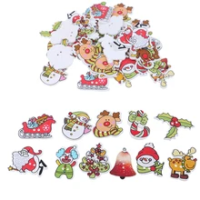 50 個木製混合ボタンクリスマスパターンスクラップブックボタン布装飾新年の製品かわいいミシンアクセサリー(China)