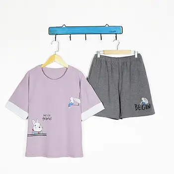 

Letter Pineapple Print Pajamas Cotton Home Service Short-Sleeved Shirt +Shorts Two-Piece