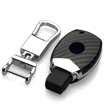 

Car Key Cover Remote Fob Holder Case Shell For Mercedes-Benz C200L Plug-in Smart One-button Start Carbon Fiber Key Case Cover
